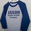 Man Myth Legend Sports Grey/Navy Adult Raglan 3/4 Sleeve T-Shirt ALT1 Thumbnail