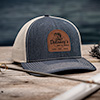 Bait and Tackle Heathered Navy/Khaki Structured Trucker Hat with Patch ALT1 Thumbnail