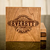 Cigars Natural Cherry Cherry Wood Coaster - Engraved (set of 4) ALT1 Thumbnail