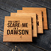 Can't Scare Me Natural Cherry Cherry Wood Coaster - Engraved (set of 4) ALT1 Thumbnail