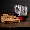 Can't Scare Me NA 1 Cheese Board 4 Wine Glass Gift Set - Engraved ALT1 Thumbnail