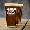 Caution Man Cave Clear Pint Glass - Color Printed (set of 4) ALT1 Thumbnail