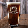 Antler Monogram Clear Pint Glass - Color Printed (single) ALT1 Thumbnail