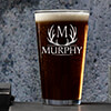 Antler Monogram Clear Pint Glass - Engraved (single) ALT1 Thumbnail