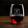 Square Monogram Clear Stemless Wine Glass - Engraved (single) ALT1 Thumbnail