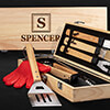 Square Monogram Natural Hevea Hardwood 10 Piece BBQ Set ALT1 Thumbnail