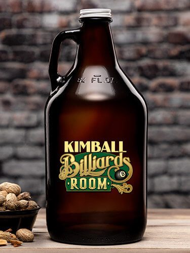 Billiards Room Amber Color Printed Growler