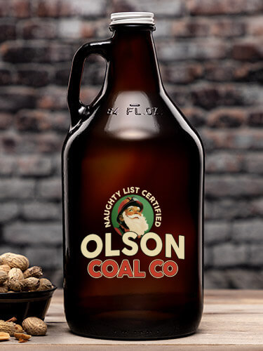 Christmas Coal Company Amber Color Printed Growler