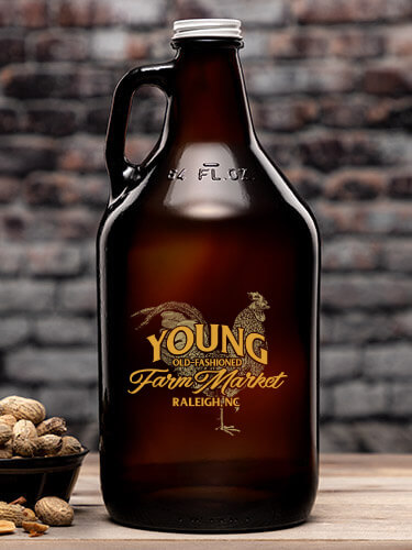 Farm Market Amber Color Printed Growler