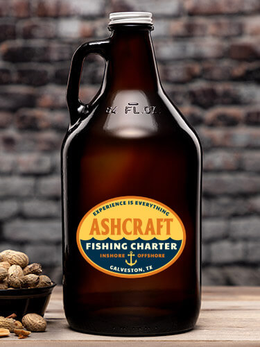 Fishing Charter Amber Color Printed Growler