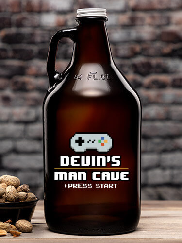 Gamer Man Cave Amber Color Printed Growler