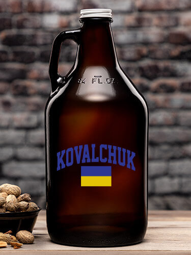 Ukrainian Varsity Amber Color Printed Growler