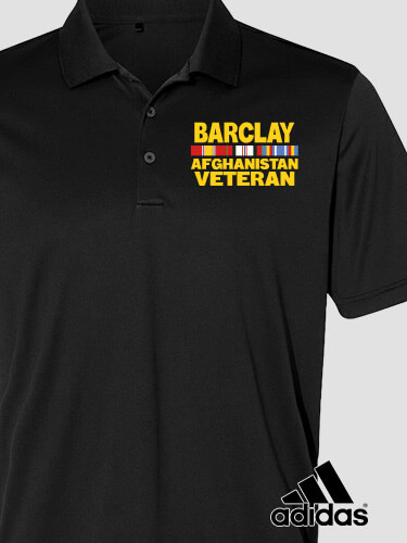 Afghanistan Veteran Black Embroidered Adidas Polo Shirt