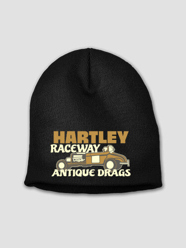 Antique Drag Race Black Embroidered Beanie