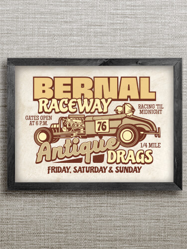 Antique Drag Race Black Framed Wall Art 16.5 x 12.5