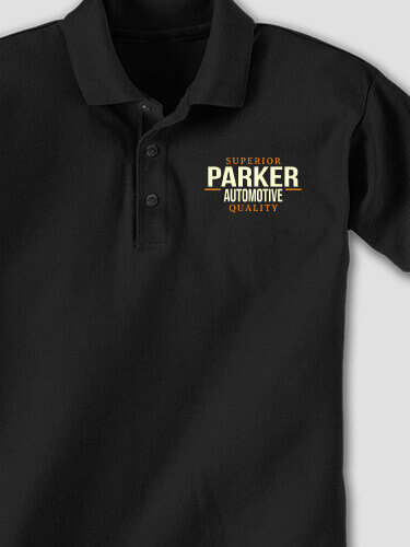 Automotive Black Embroidered Polo Shirt