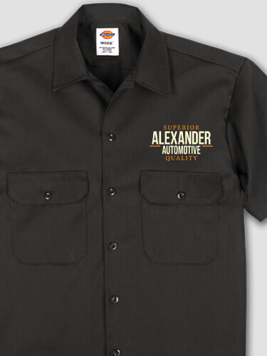 Automotive Black Embroidered Work Shirt