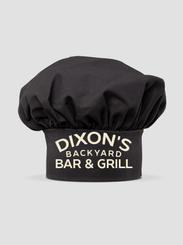 Backyard Bar and Grill Black Embroidered Chef Hat