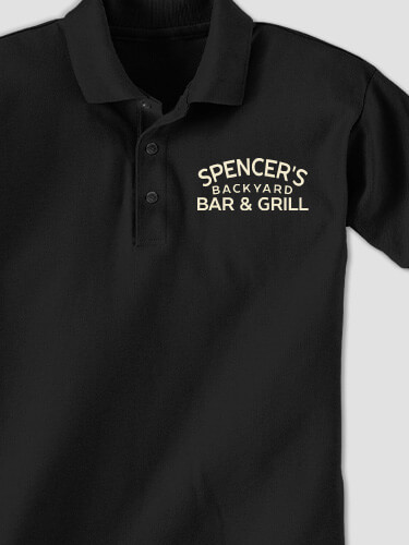 Backyard Bar and Grill Black Embroidered Polo Shirt