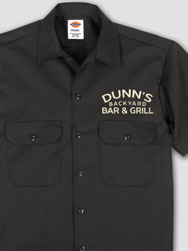 Backyard Bar and Grill Black Embroidered Work Shirt