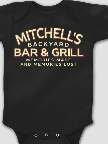 Backyard Bar and Grill Black Baby Bodysuit