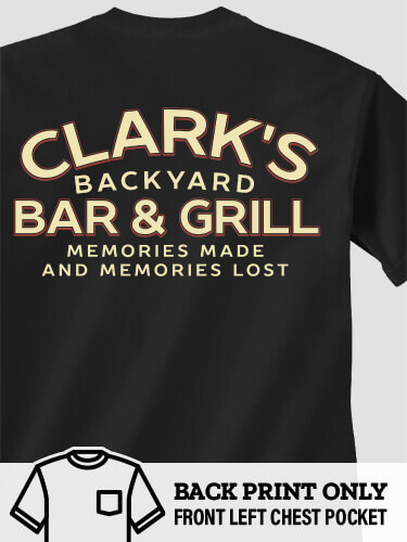 Backyard Bar and Grill Black Adult Pocket T-Shirt