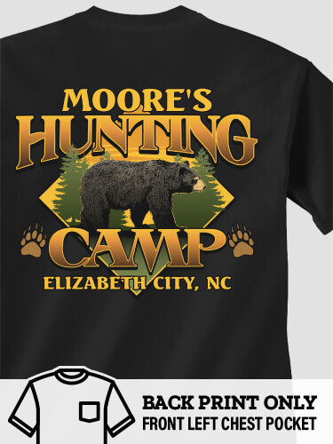 Bear Hunting Camp Black Adult Pocket T-Shirt