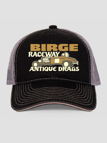 Antique Drag Race Black/Charcoal Embroidered Trucker Hat