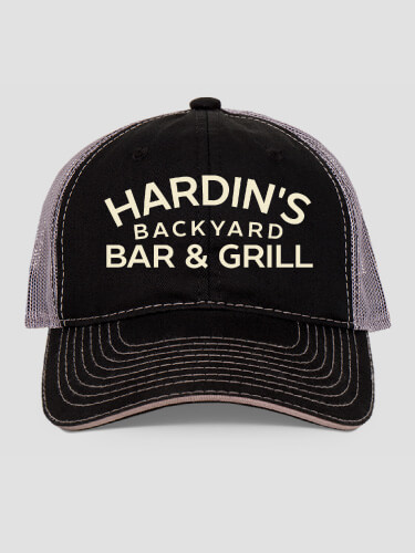 Backyard Bar and Grill Black/Charcoal Embroidered Trucker Hat