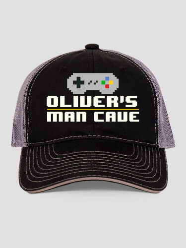 Gamer Man Cave Black/Charcoal Embroidered Trucker Hat