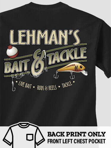 Classic Bait and Tackle Black Adult Pocket T-Shirt