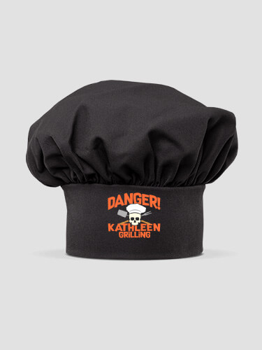 Danger Grilling Black Embroidered Chef Hat