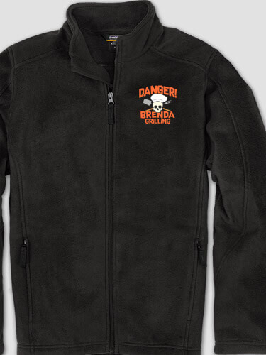 Danger Grilling Black Embroidered Zippered Fleece