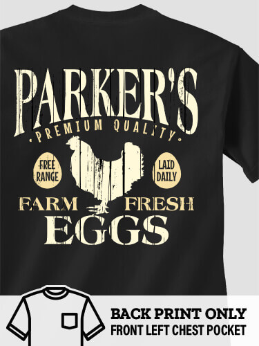 Farm Fresh Eggs Black Adult Pocket T-Shirt