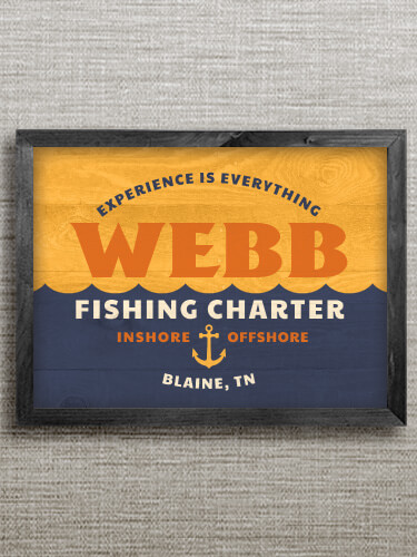 Fishing Charter Black Framed Wall Art 16.5 x 12.5