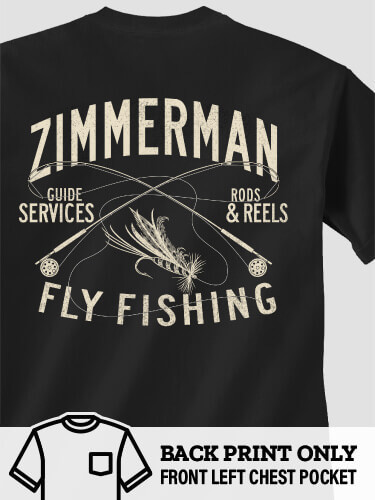 Fly Fishing Guide Black Adult Pocket T-Shirt