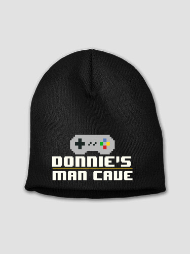 Gamer Man Cave Black Embroidered Beanie