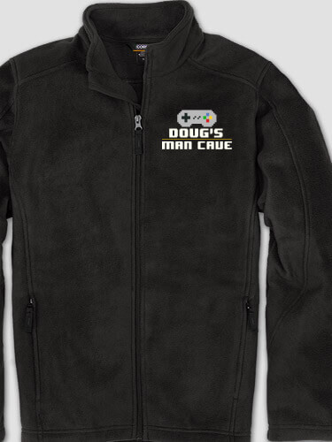 Gamer Man Cave Black Embroidered Zippered Fleece