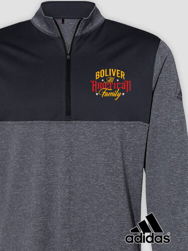 All-American Family Black Heather/Graphite Embroidered Adidas Quarter-Zip Pullover