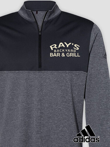 Backyard Bar and Grill Black Heather/Graphite Embroidered Adidas Quarter-Zip Pullover