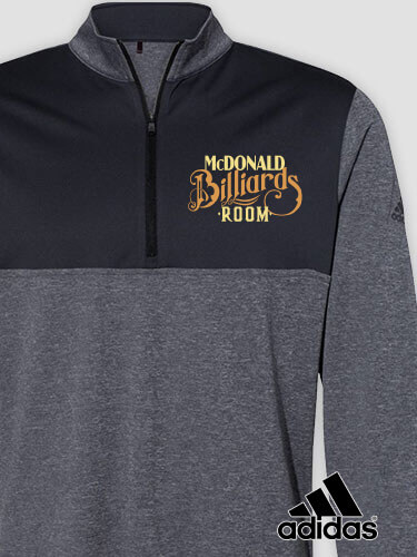 Billiards Room Black Heather/Graphite Embroidered Adidas Quarter-Zip Pullover