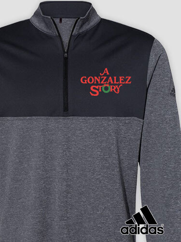 Christmas Story Black Heather/Graphite Embroidered Adidas Quarter-Zip Pullover