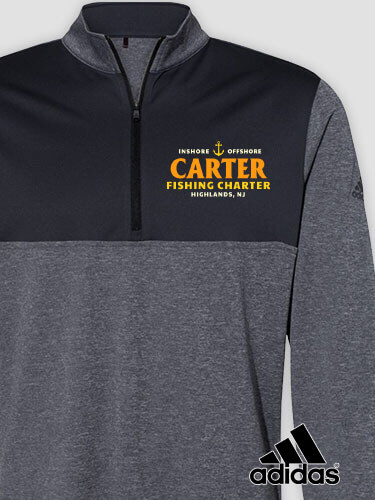 Fishing Charter Black Heather/Graphite Embroidered Adidas Quarter-Zip Pullover