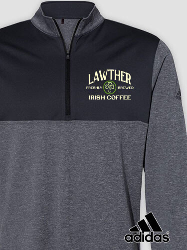 Irish Coffee Black Heather/Graphite Embroidered Adidas Quarter-Zip Pullover