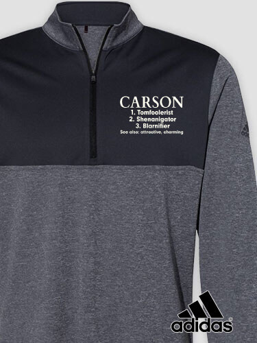 Irish Definition Black Heather/Graphite Embroidered Adidas Quarter-Zip Pullover