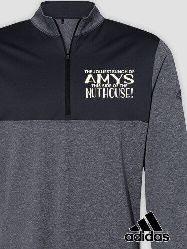 Jolliest Bunch Black Heather/Graphite Embroidered Adidas Quarter-Zip Pullover