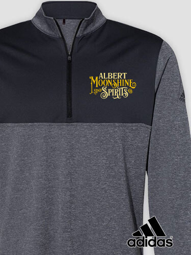 Moonshine and Spirits Black Heather/Graphite Embroidered Adidas Quarter-Zip Pullover