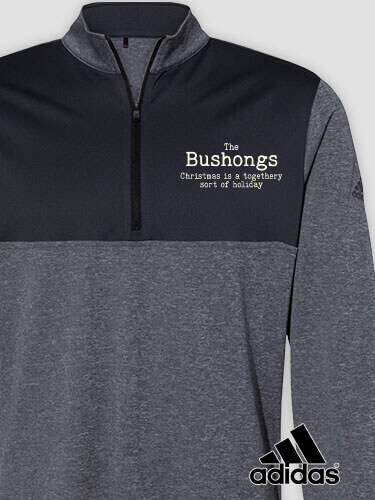 Togethery Holiday Black Heather/Graphite Embroidered Adidas Quarter-Zip Pullover