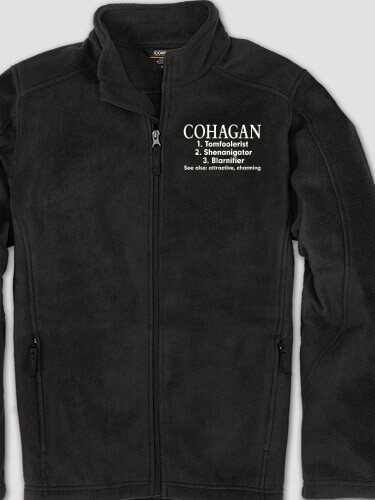 Irish Definition Black Embroidered Zippered Fleece