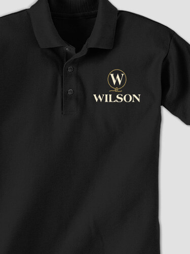 Lasso Monogram Black Embroidered Polo Shirt